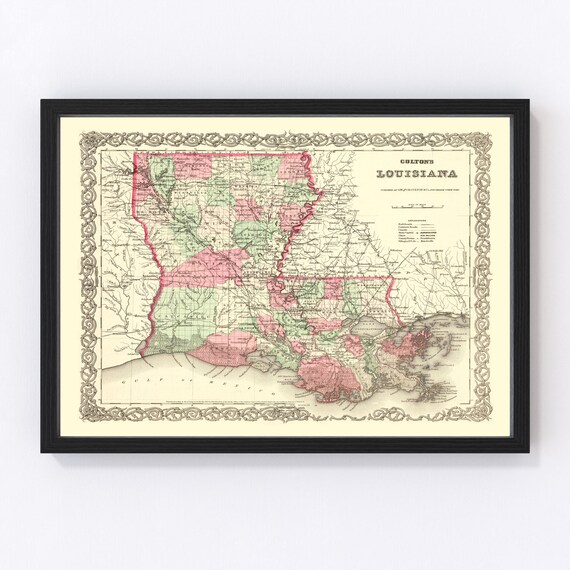 Louisiana Map 1871 Old Map of Louisiana Art Vintage Print - Etsy