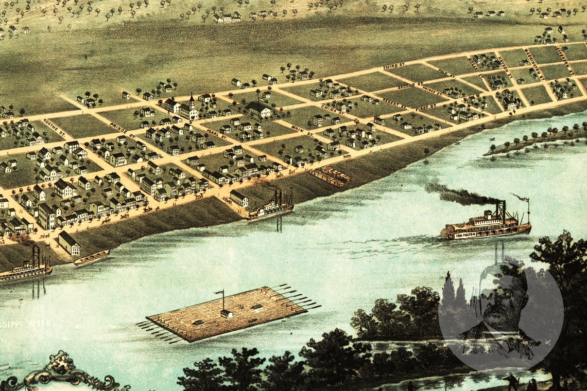 Vintage Guttenberg Map 1869 Old Map of Guttenberg Iowa Etsy