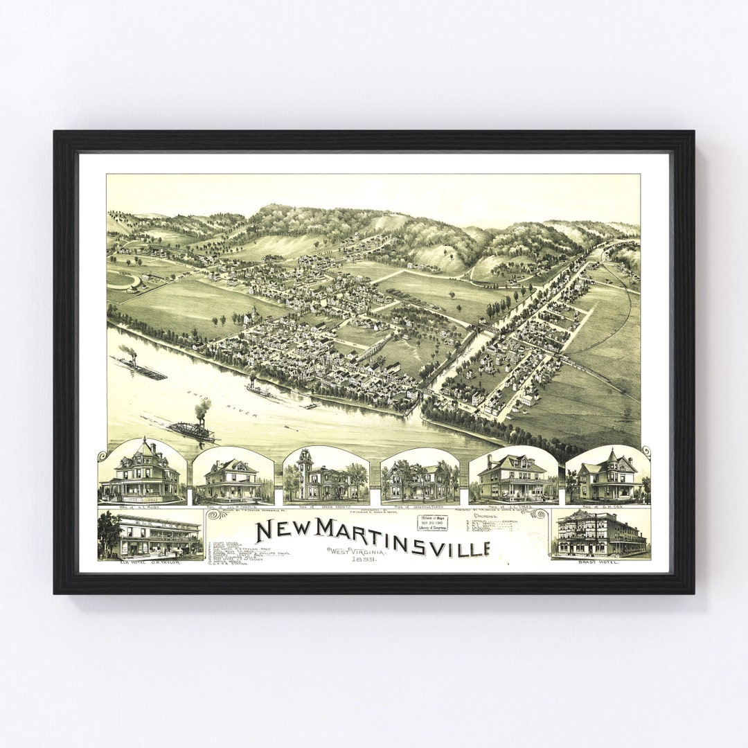 New Martinsville Map 1899 Old Map of New Martinsville West Virginia Art