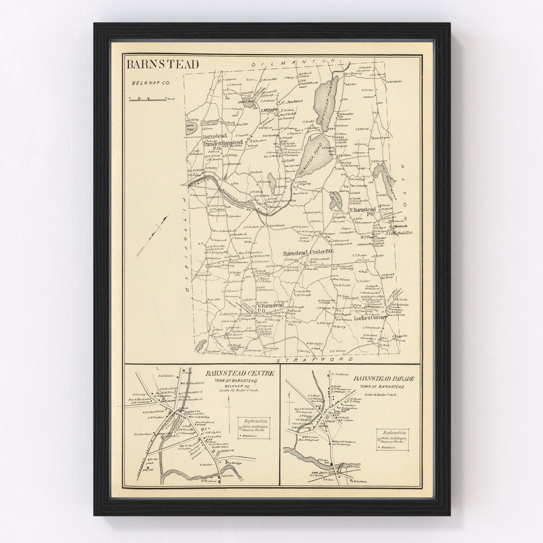 Barnstead Map 1892 Old Map of Barnstead New Hampshire Art Vintage Print