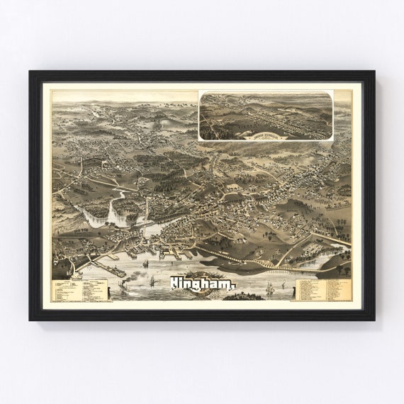 Hingham Map 1885 Old Map of Hingham Massachusetts Art Etsy