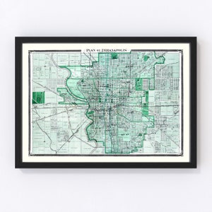 Indianapolis Map 1876, Vintage Indianapolis Map, Old Indianapolis Indiana Art, Wall Art Gift for Indianapolis History Lovers Retro Decor