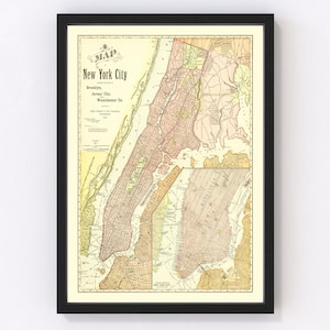 Brooklyn Map 1896, Vintage Brooklyn Map, Old Brooklyn New York Art, Wall Art Gift for Brooklyn History Lovers Retro Decor