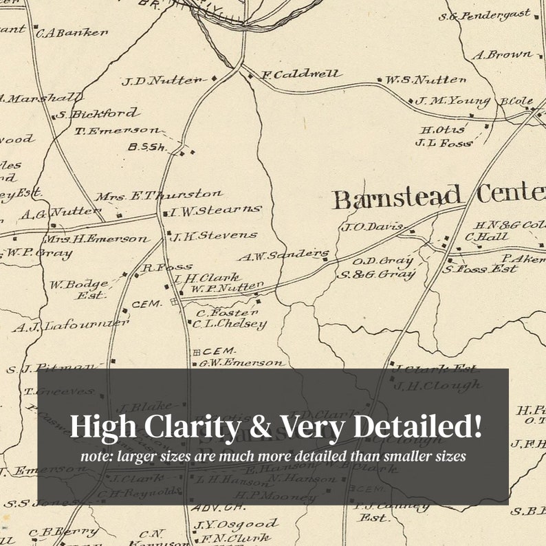 Barnstead Map 1892 Old Map of Barnstead New Hampshire Art Etsy