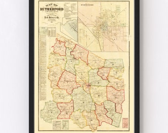 1878 Map of Rutherford County Tennessee Murfreesboro - Etsy