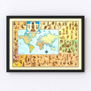 World Map 1944, Vintage World Map, Old World Art, Wall Art Gift for World History Lovers Retro Decor