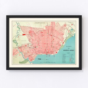 Buenos Aires Map 1888, Vintage Buenos Aires Map, Old Buenos Aires Art, Wall Art Gift for Buenos Aires History Lovers Retro Decor