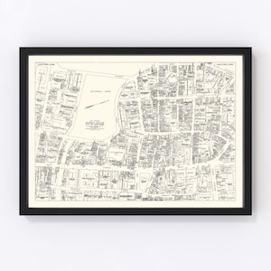 Hartford Map 1946 - Old Map of Hartford Business Section Connecticut Art Vintage Print Framed Canvas Portrait History Genealogy Farmhouse