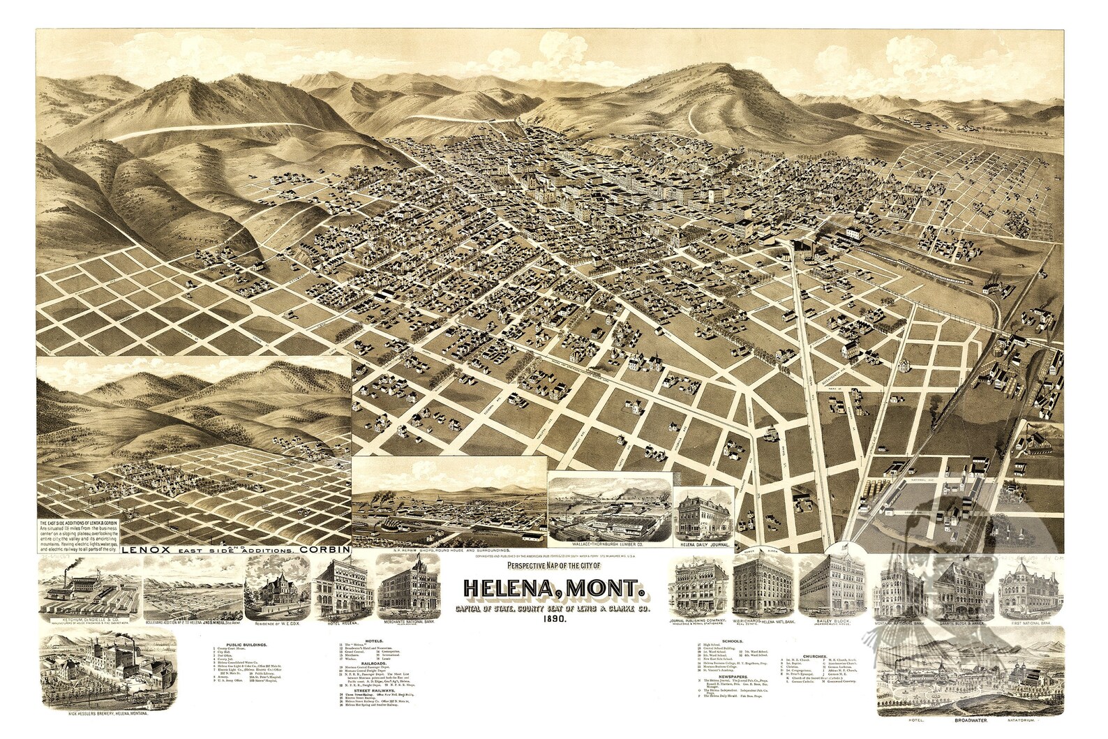 Vintage Helena Map 1890 Old Map of Helena Montana Etsy