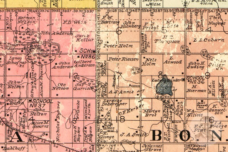 Vintage Murray County Map 1898 Old Map of Murray County Etsy