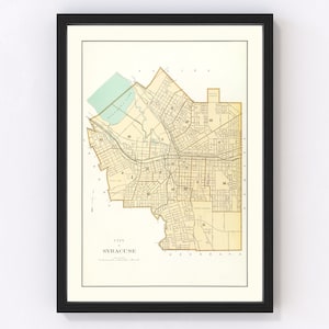 Syracuse Map 1895, Vintage Syracuse Map, Old Syracuse New York Art, Wall Art Gift for Syracuse History Lovers Retro Decor