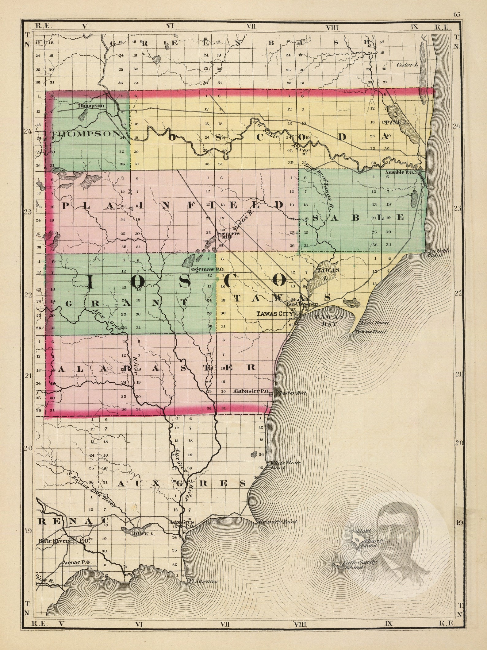 Iosco County Mi Wall Map Color Cast Style By Marketma vrogue.co