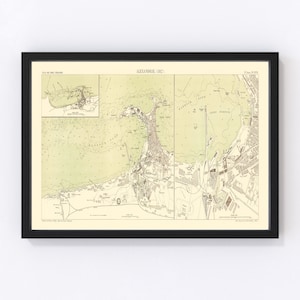 Alexandria Egypt Map 1882, Vintage Alexandria Egypt Map, Old Alexandria Egypt Art, Wall Art Gift for Alexandria Egypt History Lovers Retro D