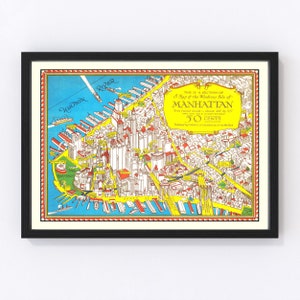 Manhattan Map 1926, Vintage Manhattan Map, Old Manhattan New York Art, Wall Art Gift for Manhattan History Lovers Retro Decor