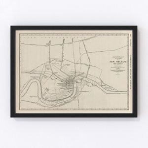 New Orleans Map 1924, Vintage New Orleans Map, Old New Orleans Louisiana Art, Wall Art Gift for New Orleans History Lovers Retro Decor