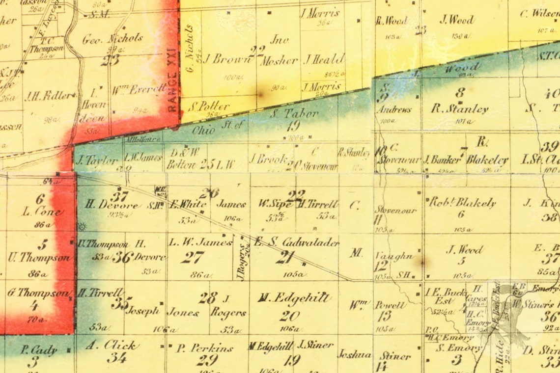 Vintage Morrow County Map 1857 Old Map of Morrow County Etsy