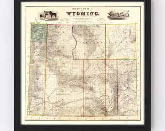 pillows /& cards etc in aqua WYOMING MAP Print lovely wedding map art Instant Download printable vintage map for framing totes