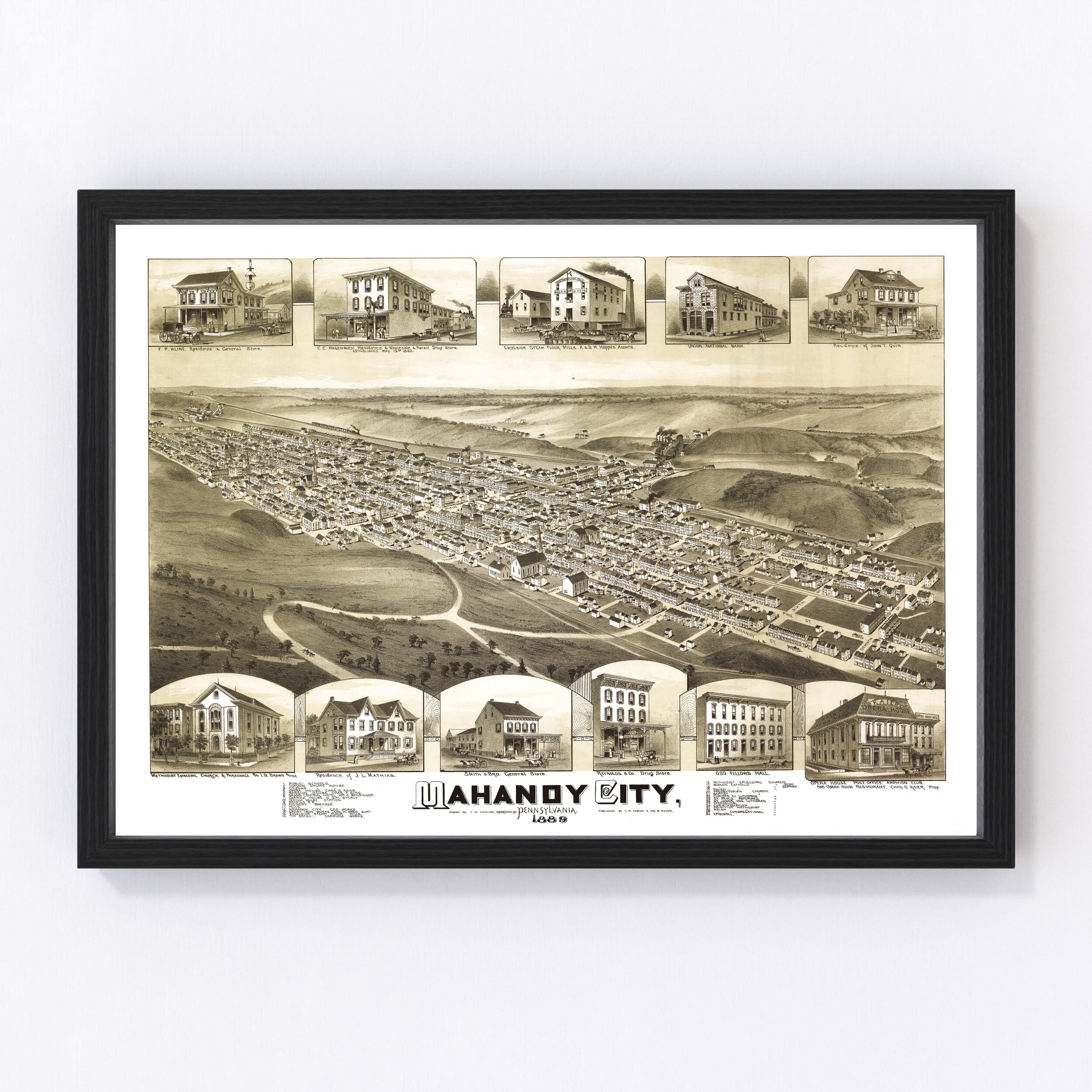 Mahanoy City Pa Map Mahanoy City Pennsylvania Vintage Map From 1889 Old City | Etsy