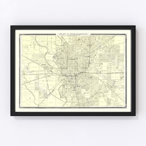 Indianapolis Map 1876, Vintage Indianapolis Map, Old Indianapolis Indiana Art, Wall Art Gift for Indianapolis History Lovers Retro Decor