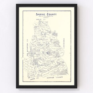 Sabine County Map 1920, Vintage Sabine County Map, Old Sabine County Texas Art, Wall Art Gift for Sabine County History Lovers Retro Decor