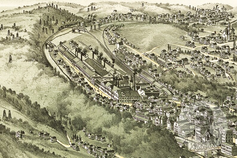 Vintage Oil City Map 1896 Old Map of Oil City Pennsylvania Etsy