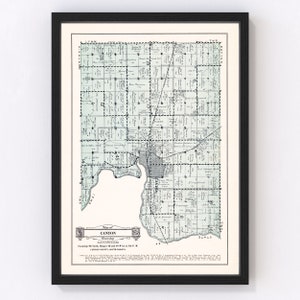 Canton Township Map 1929, Vintage Canton Township Map, Old Canton Township South Dakota Art, Wall Art Gift for Canton Township History Lover