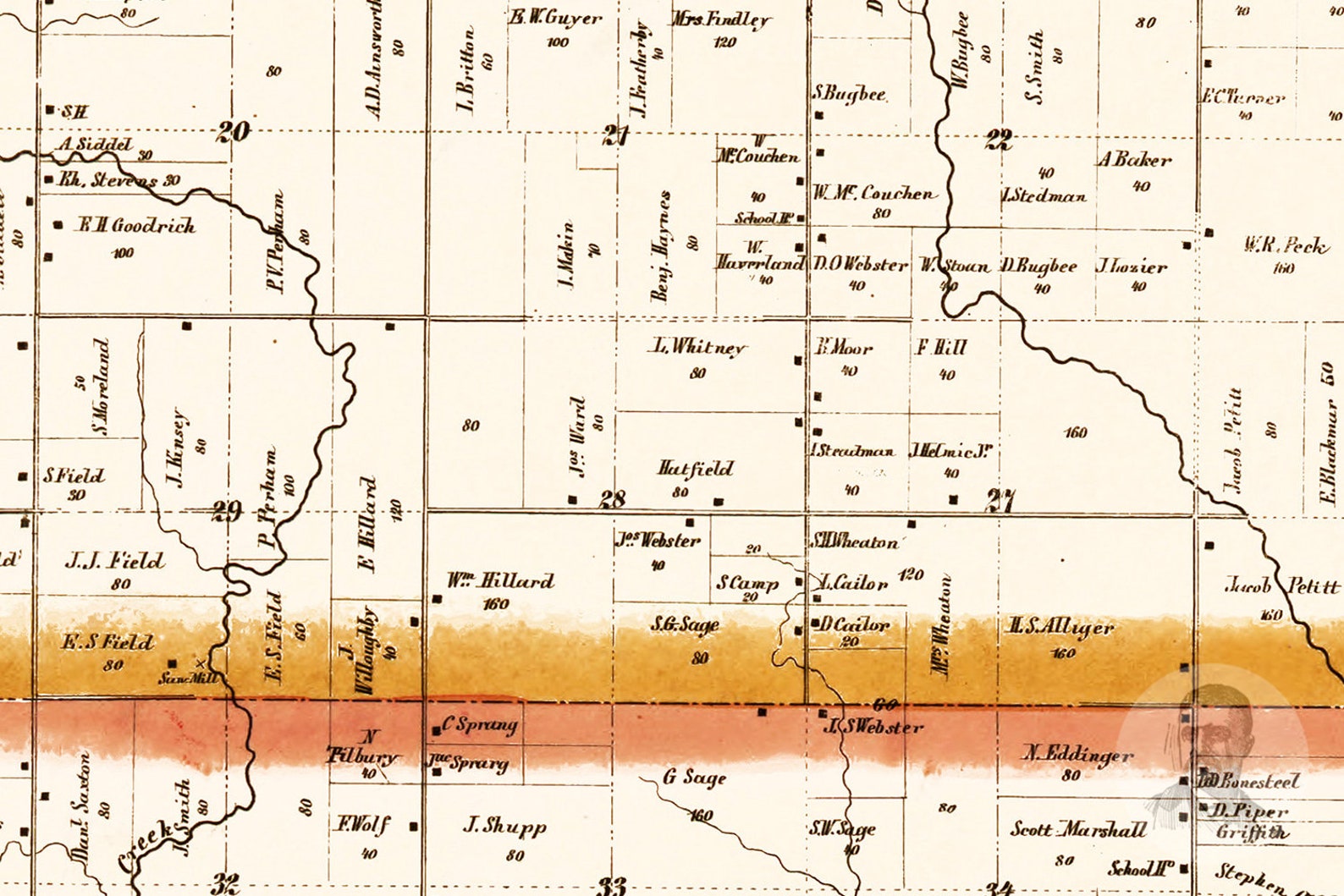 Vintage Hillsdale County Map 1857 Old Map of Hillsdale Etsy