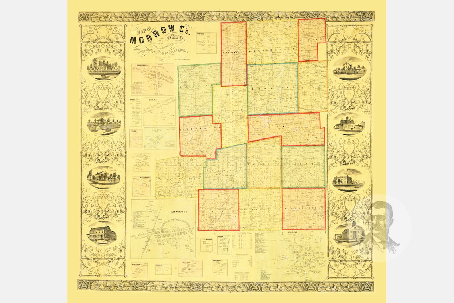 Vintage Morrow County Map 1857 Old Map of Morrow County Etsy