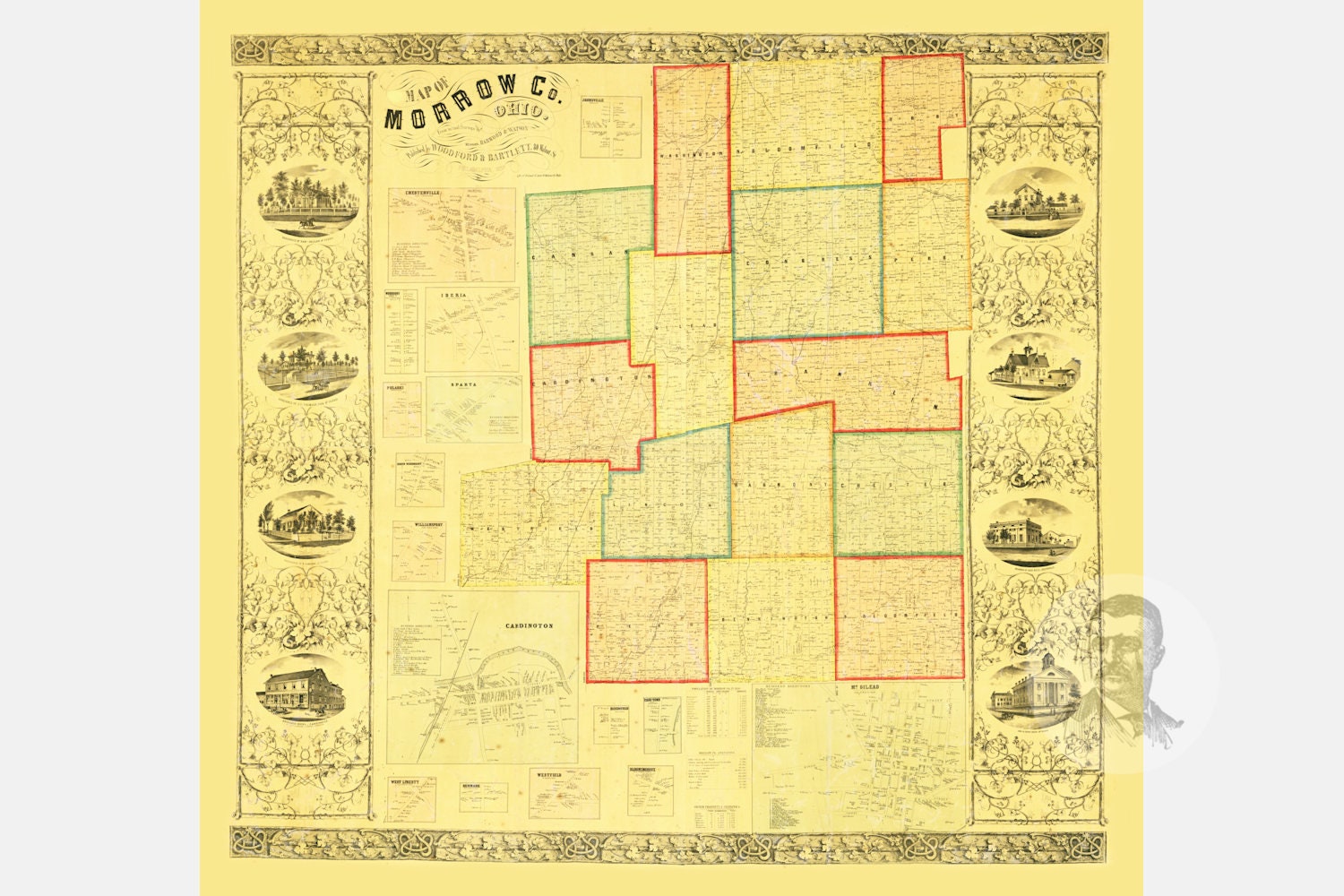 Vintage Morrow County Map 1857 Old Map of Morrow County Etsy