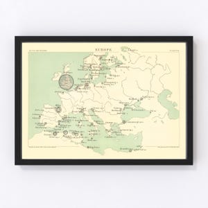 Europe Map 1886, Vintage Europe Map, Old Europe Art, Wall Art Gift for Europe History Lovers Retro Decor