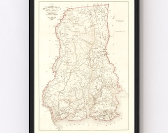 Beaufort County South Carolina Map 1873 - Old Map of Beaufort County South Carolina Art Vintage Print Framed Canvas Portrait History