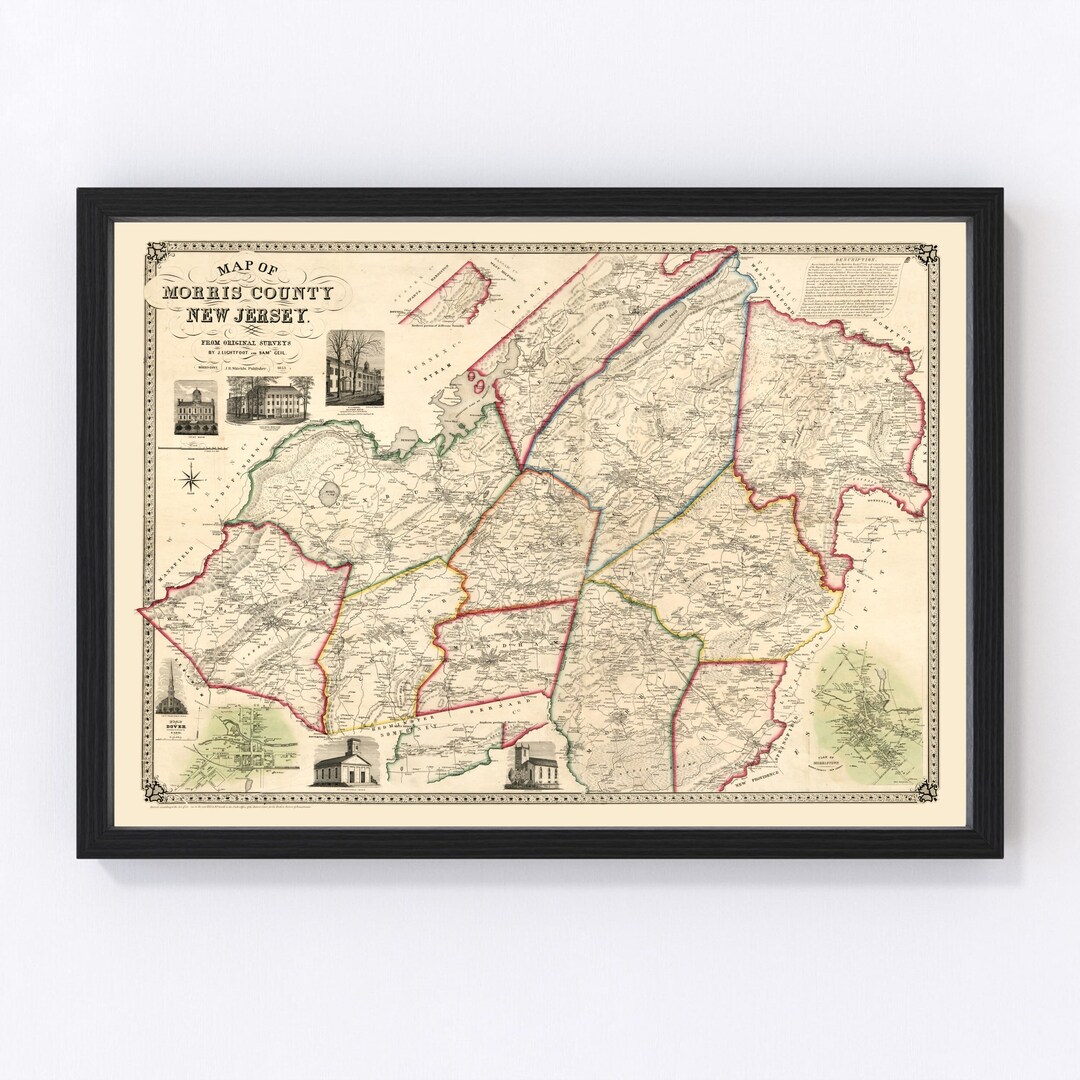 Morris County New Jersey Map 1853 Old Map of Morris County New Jersey