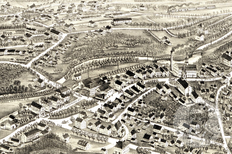 Vintage West Boylston Map 1891 Old Map of West Boylston Etsy