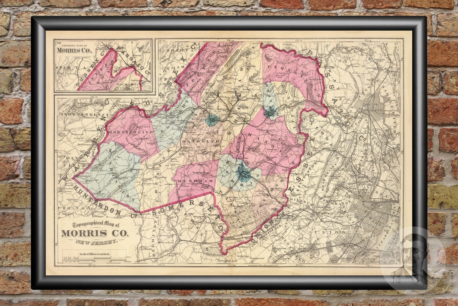 Vintage Morris County NJ Map 1872 Old New Jersey Map Etsy