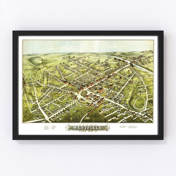 Westfield Map 1875 Old Map of Westfield Massachusetts Art Etsy