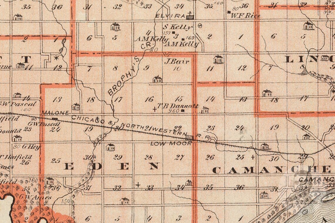 Vintage Clinton County IA Map 1875 Old Iowa Map Historical Etsy