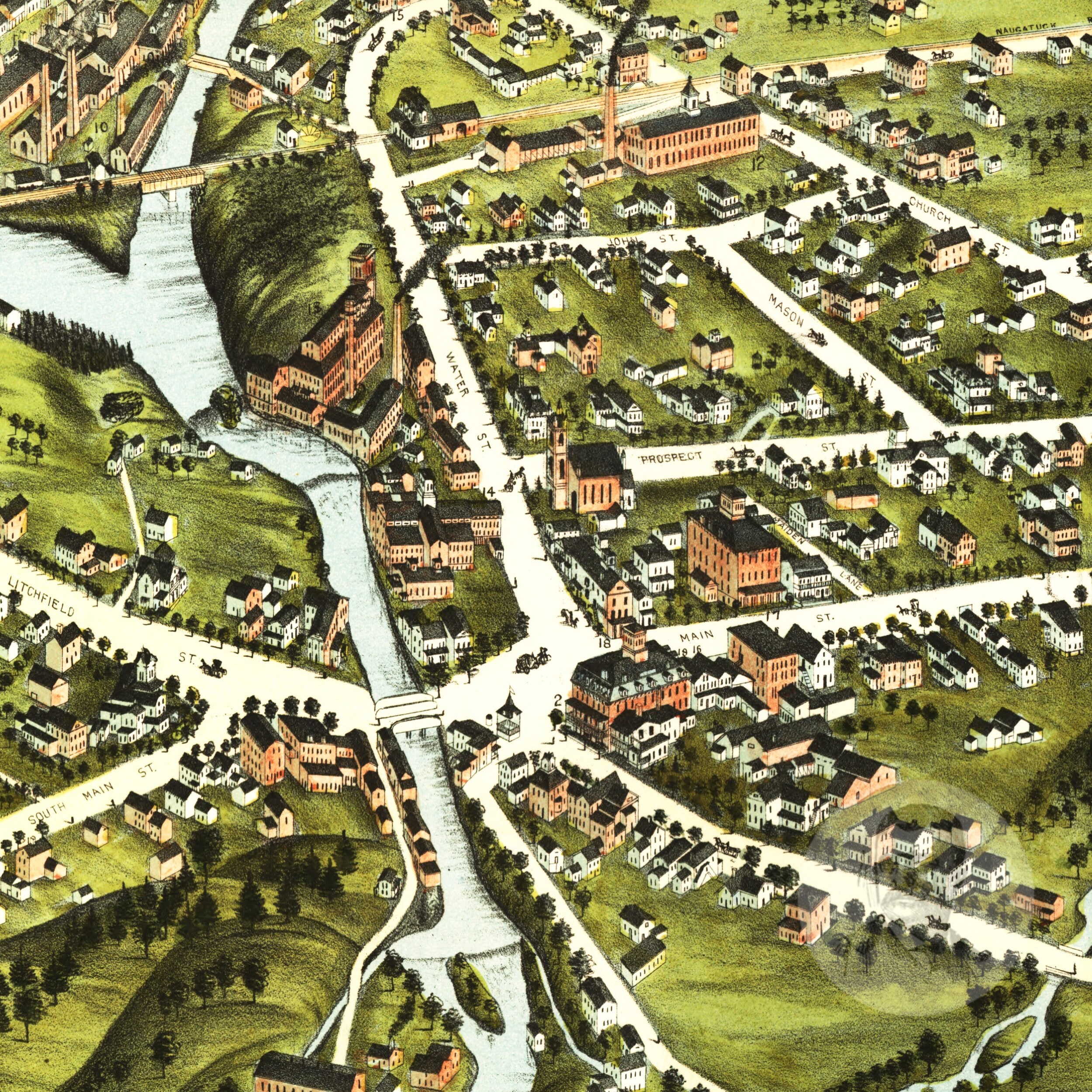 Wolcottville Connecticut Vintage Map From 1875 Old City Map Etsy