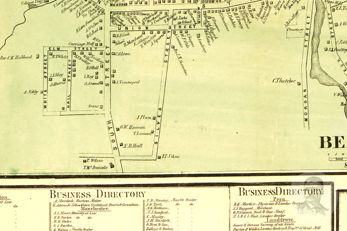 Vintage Bennington County Map 1856 Bennington County VT Land Etsy