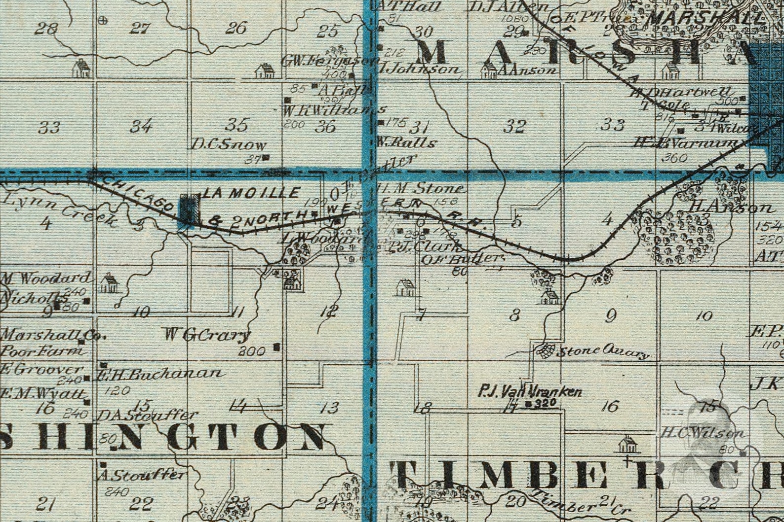 Vintage Marshall County IA Map 1875 Old Iowa Map Historical Etsy