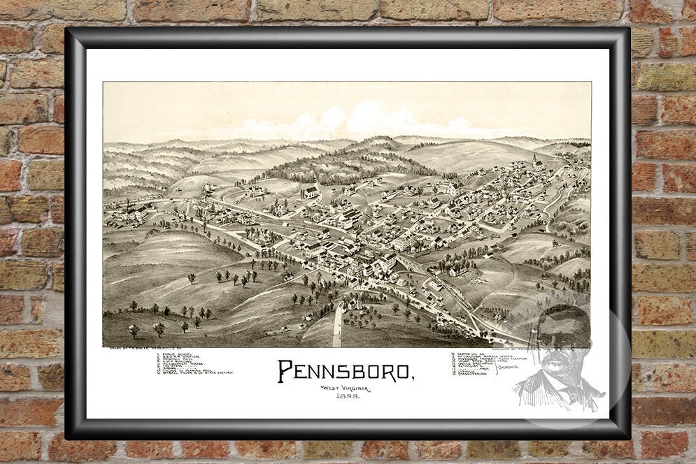 Vintage Pennsboro Map 1899 Old Map of Pennsboro West Etsy