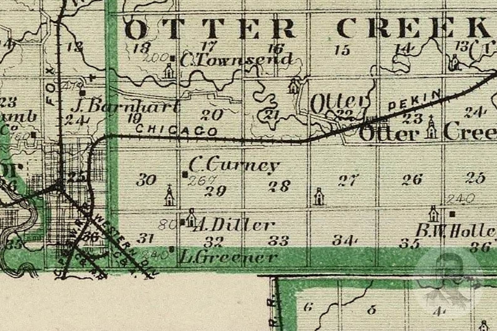 Vintage La Salle County IL Map 1876 Old Illinois Map Etsy