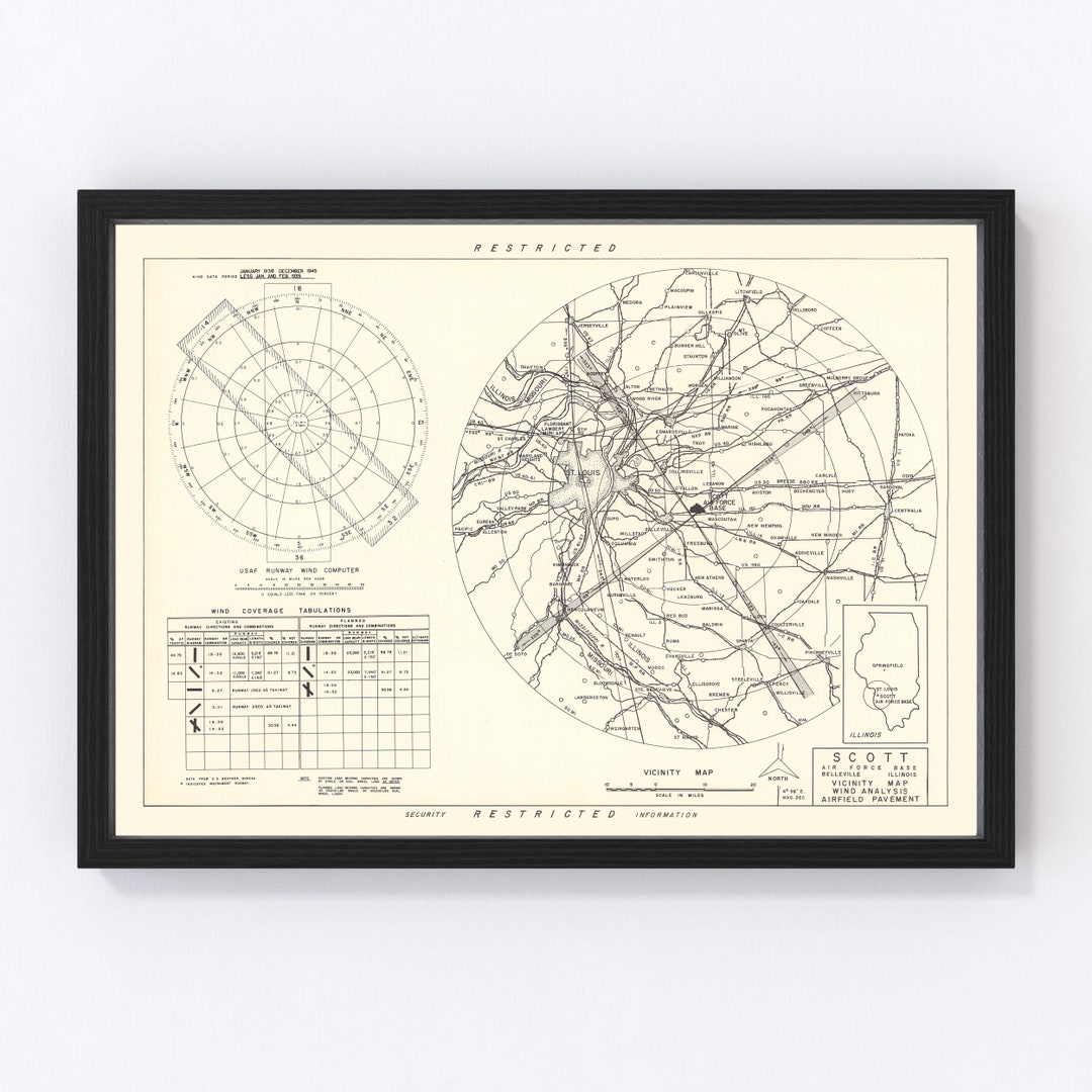 Sheppard Air Force Base Map 1952, Vintage Sheppard Air Force Base Map ...