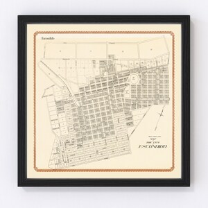 Escondido Map 1912, Vintage Escondido Map, Old Escondido California Art, Wall Art Gift for Escondido History Lovers Retro Decor