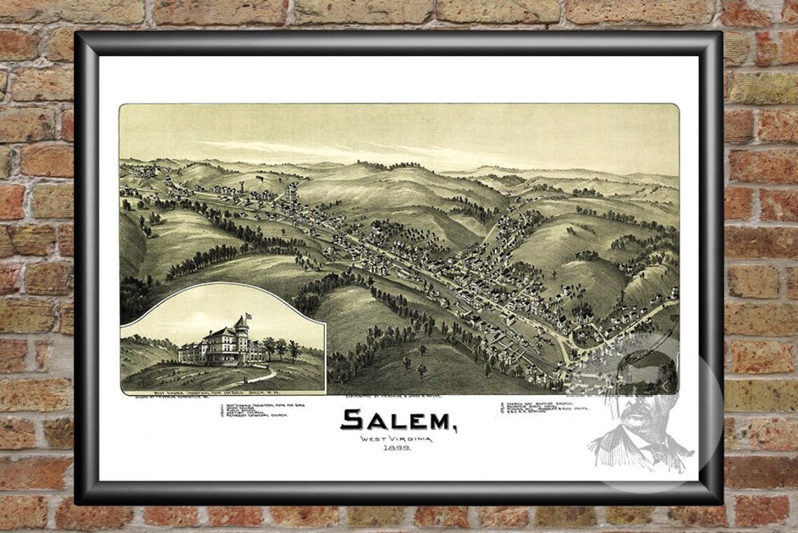 Vintage Salem Map 1899 Old Map of Salem West Virginia Etsy