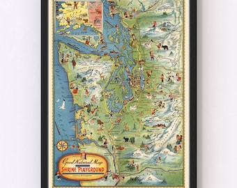 Seattle Map 1936, Vintage Seattle Map, Old Seattle Washington Art, Wall Art Gift for Seattle History Lovers Retro Decor