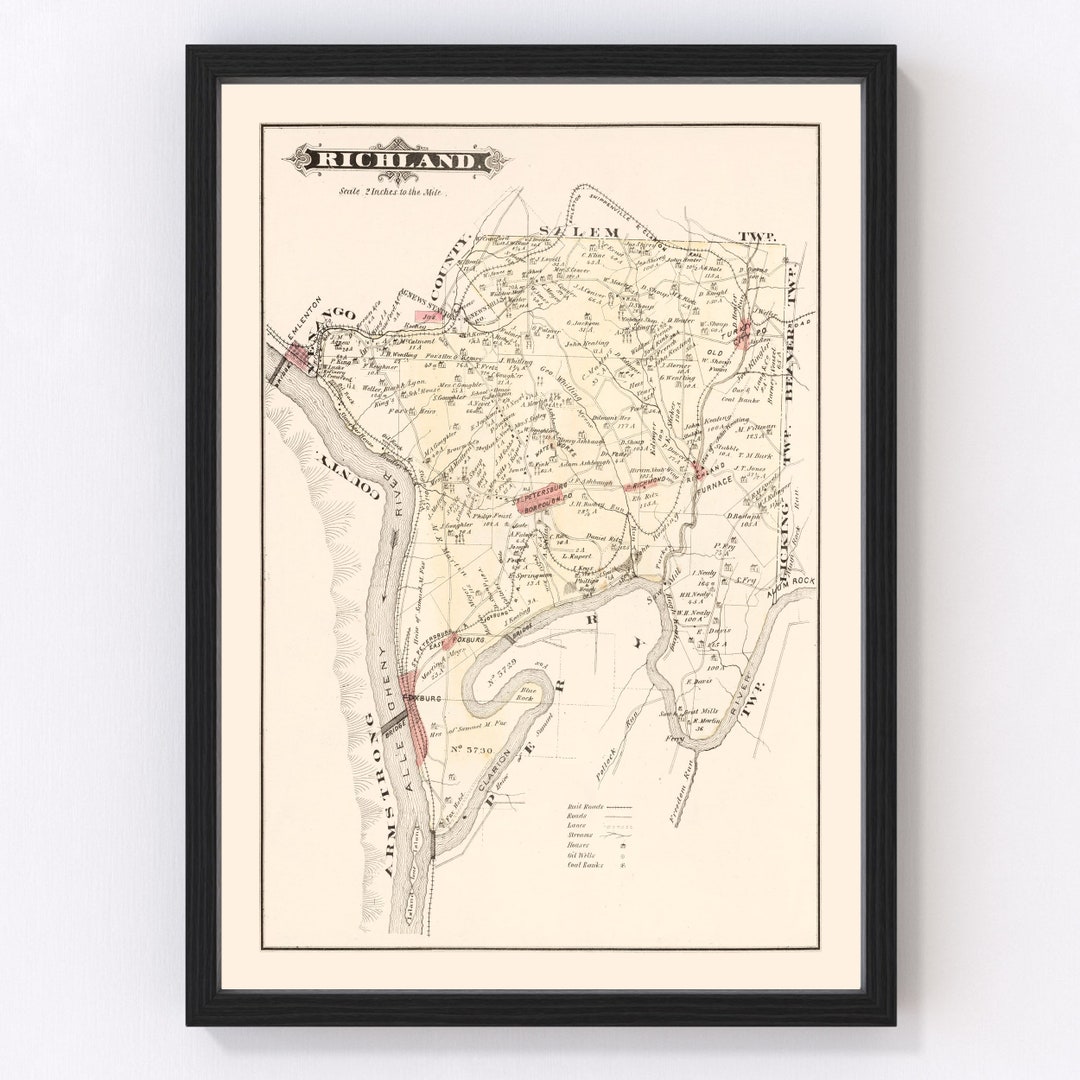 Richland Map 1877 Old Map of Richland Pennsylvania Art - Etsy
