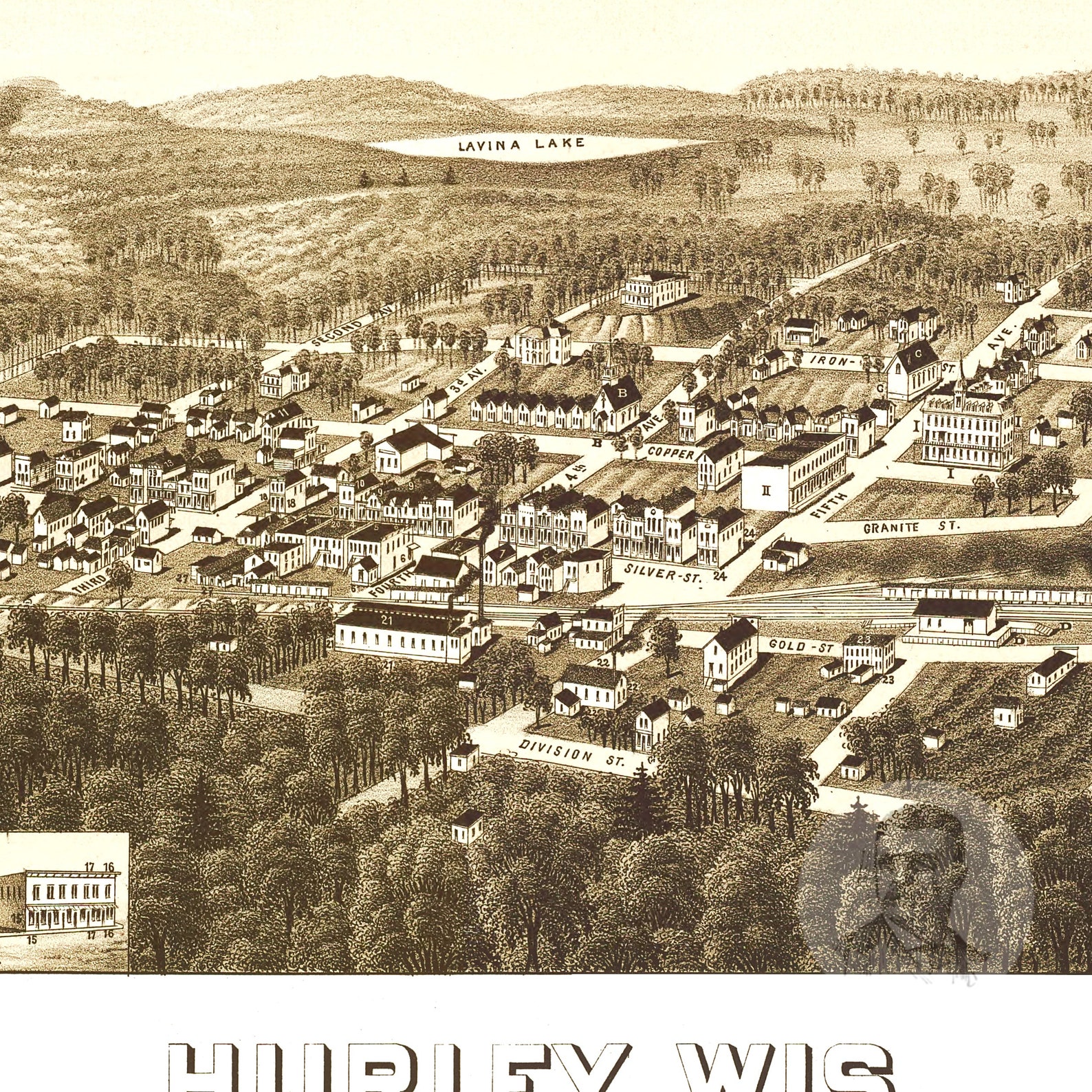 Hurley Wisconsin Vintage Map From 1886 Old City Map Art Etsy