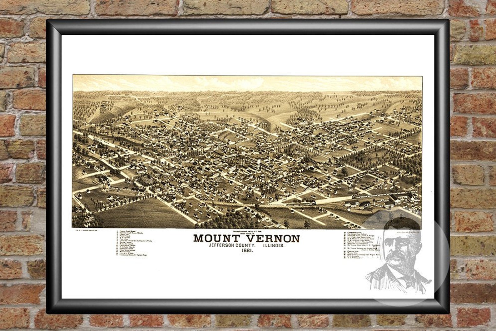 Vintage Mount Vernon Map 1881 Old Map of Mount Vernon Etsy