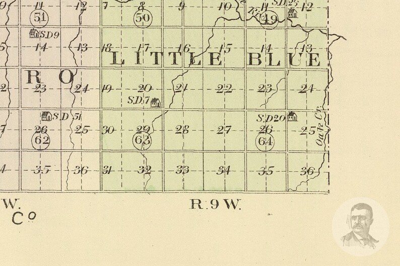 Vintage Adams County NE Map 1885 Old Nebraska Map Etsy