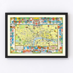 London Map 1965, Vintage London Map, Old London Art, Wall Art Gift for London History Lovers Retro Decor